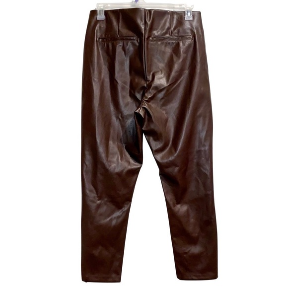NWT OLD NAVY Extra High-Waisted Faux-Leather Eco-friendly Pants Brown Size 14 - Picture 4 of 9